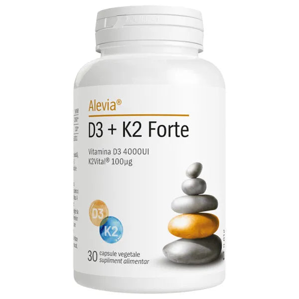 Vitamina D3 + Vitamina K2 Forte, 120 capsule vegetale, Alevia
