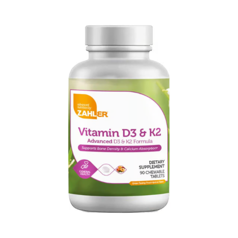 Zahler Chewable Vitamin D3 And K2, Vitamina D3+k2 Masticabila, Formula Avansata Pentru Absorbtie Superioara, 90 Tb
