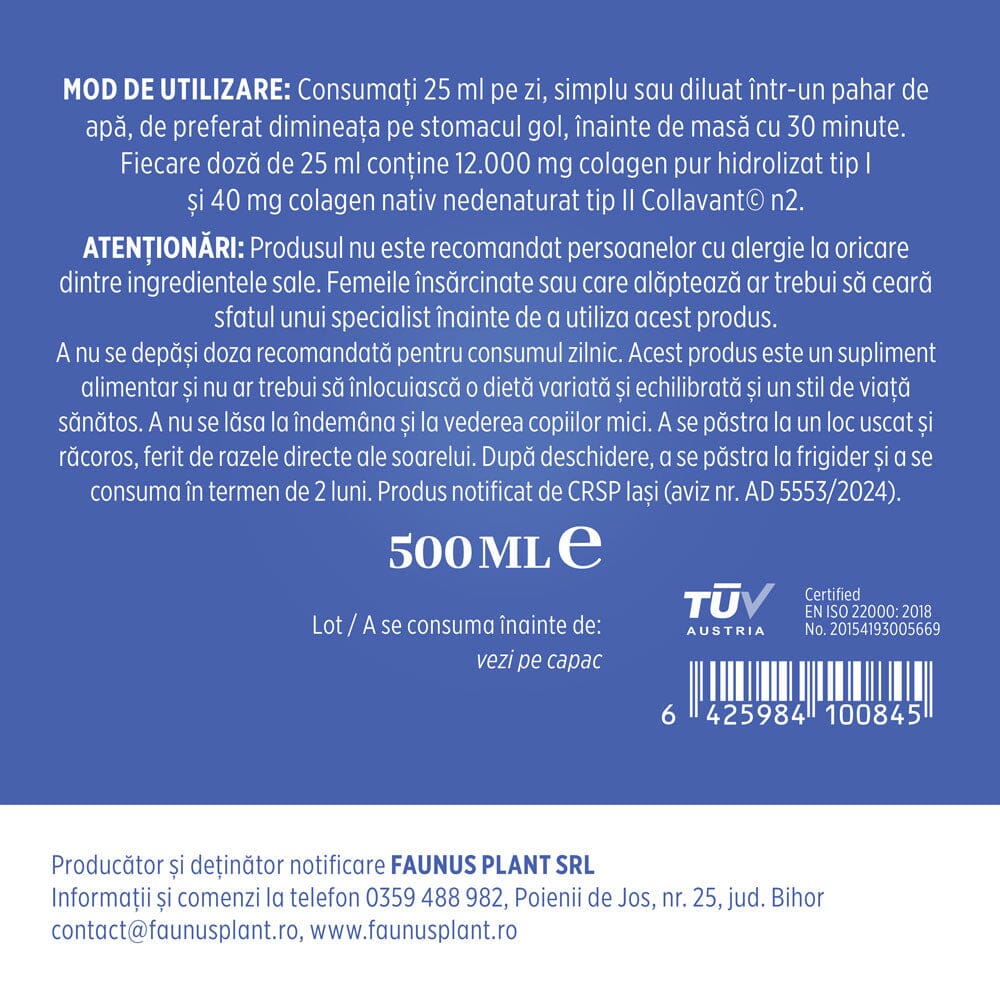 Colagenus Articulatii Forte 500ml, Faunus Plant