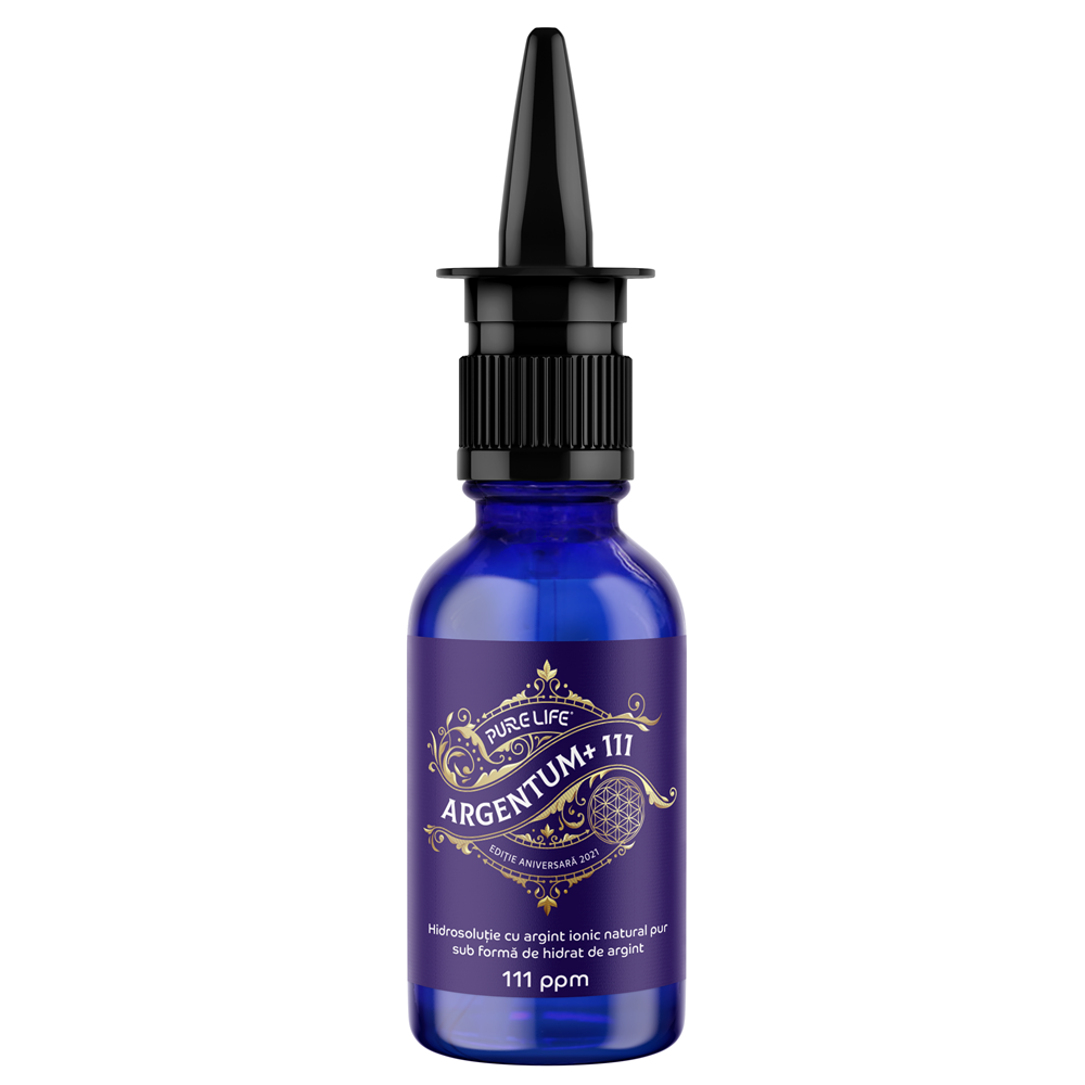 Hidrosolutie cu argint ionic Editie Aniversara Argentum, 111 ppm, 30 ml, Pure Life