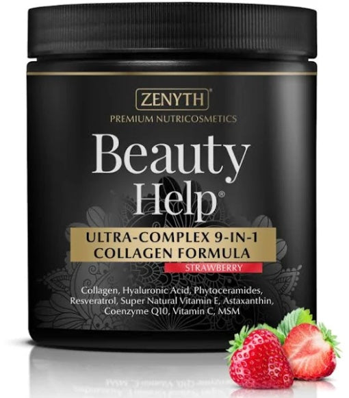 Beauty Help Ultra-Complex 9-in-1 Collagen Formula cu aroma de capsuni, 300g, Zenyth