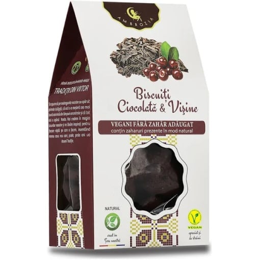 Biscuiti vegani ciocolata si visine, 130g, AMBROZIA