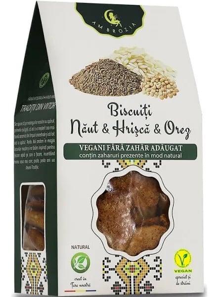 Biscuiti vegani din naut cu hrisca si orez, 130g, Ambrozia
