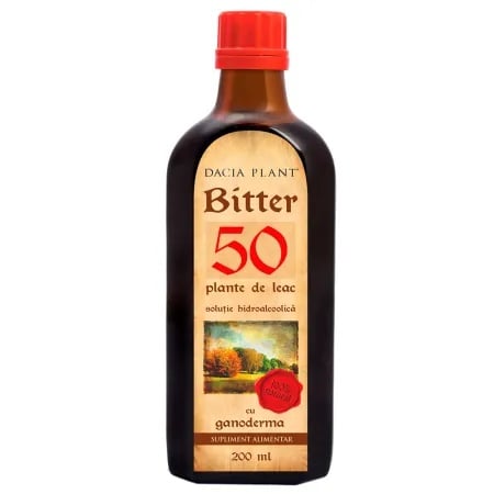 Bitter din 50 de plante cu Ganoderma, 200ml, Dacia Plant