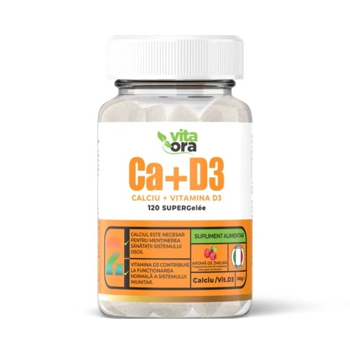 Calciu + Vitamina D3 cu aroma de zmeura, 120 jeleuri, Vita Ora
