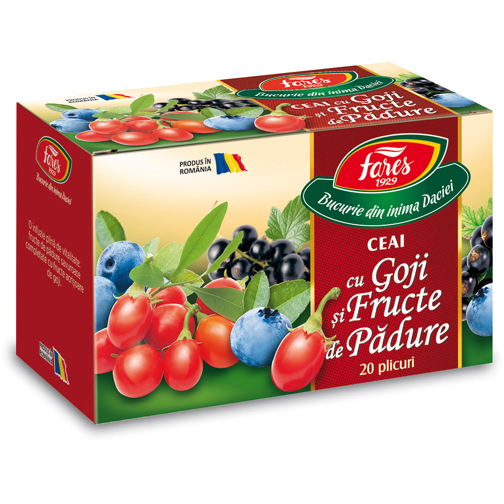 Ceai cu goji si fructe de padure Aromfruct, 20 plicuri, Fares