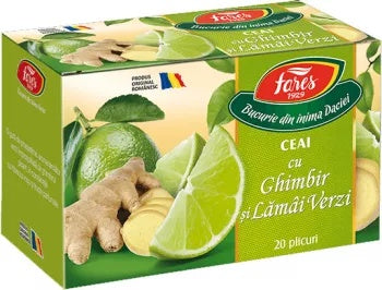 Ceai de ghimbir si lamai verzi, 20 plicuri, Fares