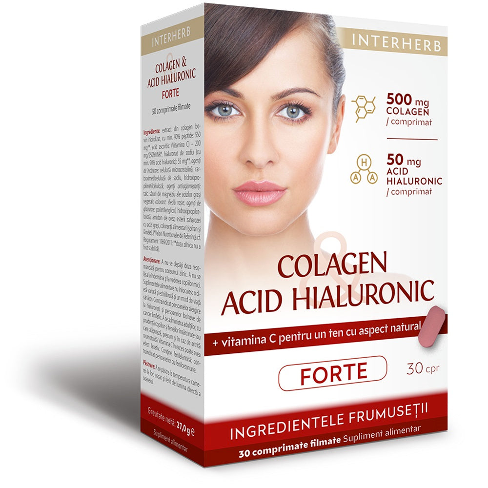 Colagen cu Acid Hialuronic Forte, 30 comprimate, Interherb