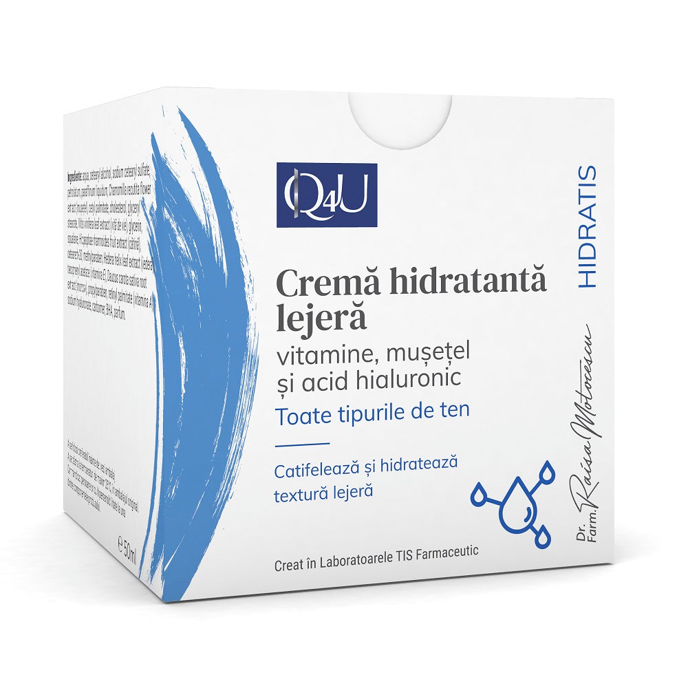 Crema hidratanta cu vitamine, musetel si acid hialuronic Hidratis Q4U, 50 ml, Tis Farmaceutic