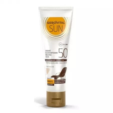 Crema nuantatoare pentru fata cu protectie solara SPF50, 50ml, Gerovital Sun