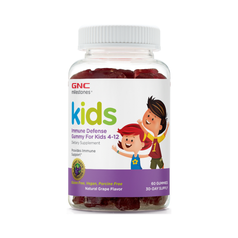 GNC Milestones Kid's Immune Defense Gummy, Formula Pentru Copii, Cu Aroma De Struguri, 60 Jeleuri
