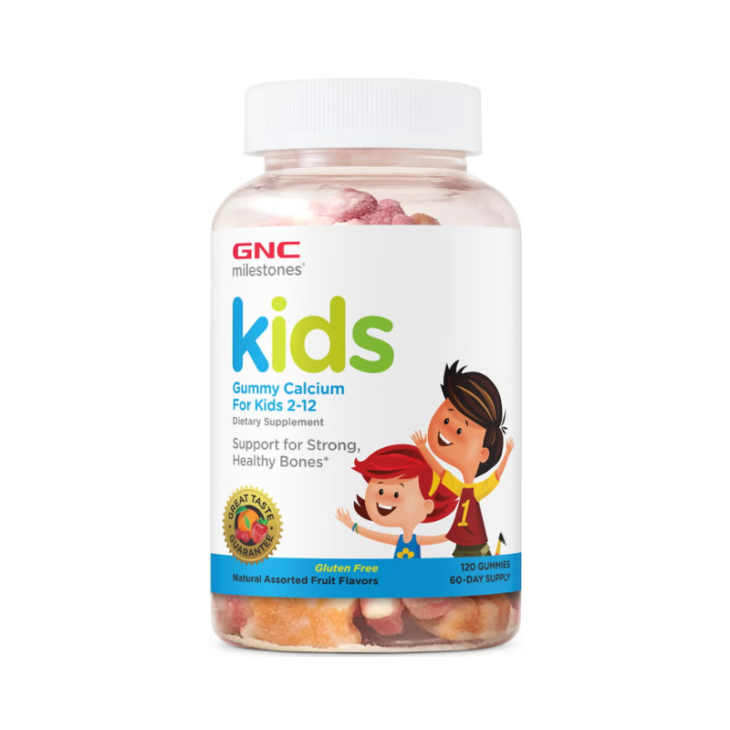 GNC Milestones Kids Calcium Gummy, Calciu Pentru Copii 2-12 Ani, Cu Aroma De Fructe, 120 Jeleuri