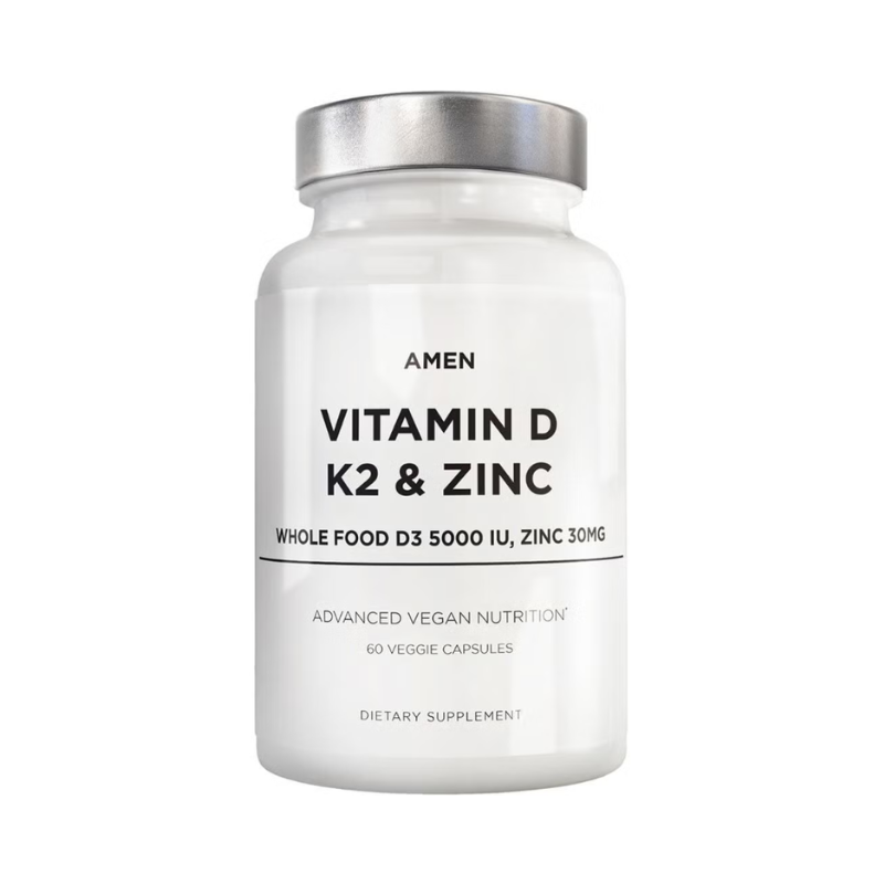 CodeAge Amen Vitamin D - K2 & Zinc - Vitamin D3, Formula Pentru Imunitate, Oase Puternice Si Protectie Cardiovasculara, 60 Cps