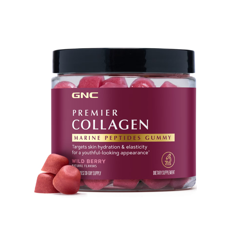 GNC Premier Collagen Marine Peptides Gummy, Supliment Cu Peptide Marine Pentru Piele Si Par, Cu Aroma De Fructe De Padure Salbatice, 90 Jeleuri