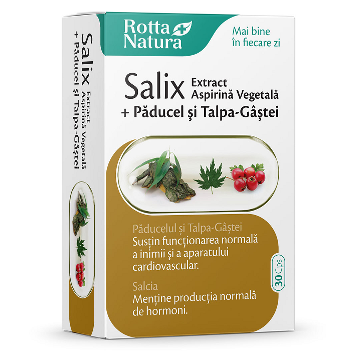 Extract Aspirina Vegetala + Paducel si Talpa Gastei Salix, 30 capsule, Rotta Natura