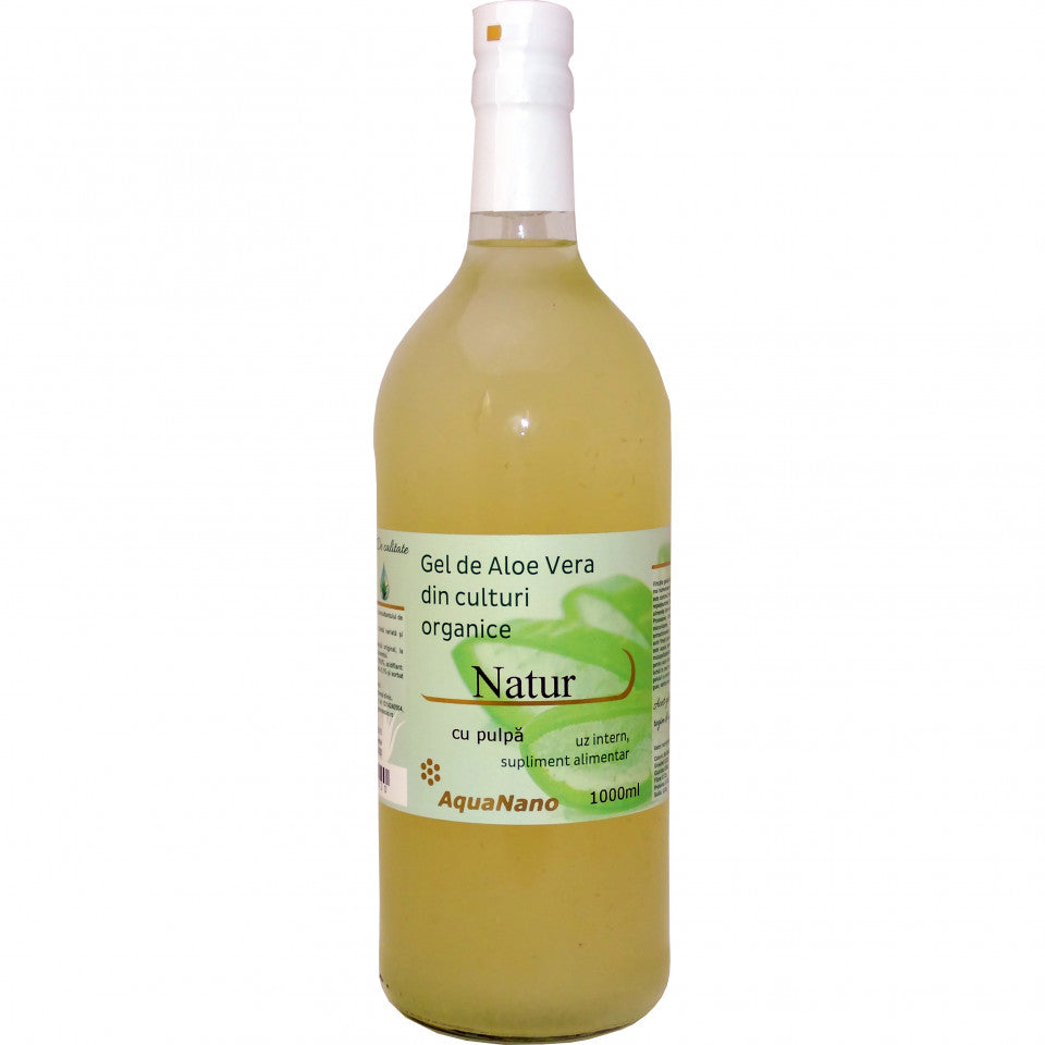 Gel Aloe Vera Natur Organic Cu Pulpa - Sticla 1L AGHORAS