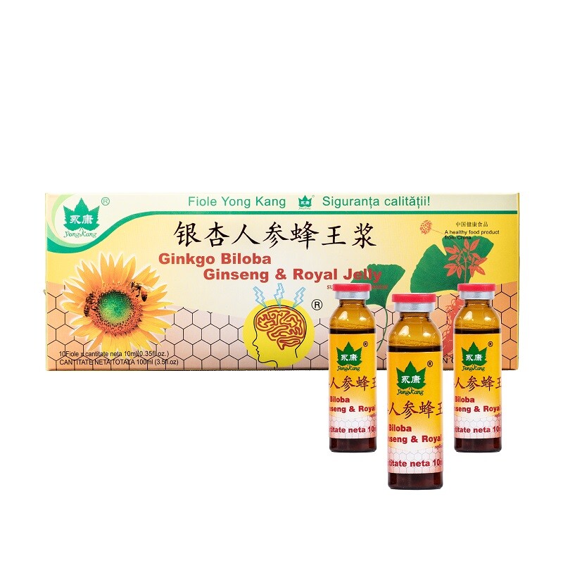 Ginkgo Biloba Ginseng si Royal Jelly, 10 fiole, Yongkang International China
