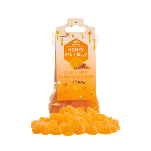Jeleuri cu miere, aroma de portocale si scortisoara, 100 g, Apidava