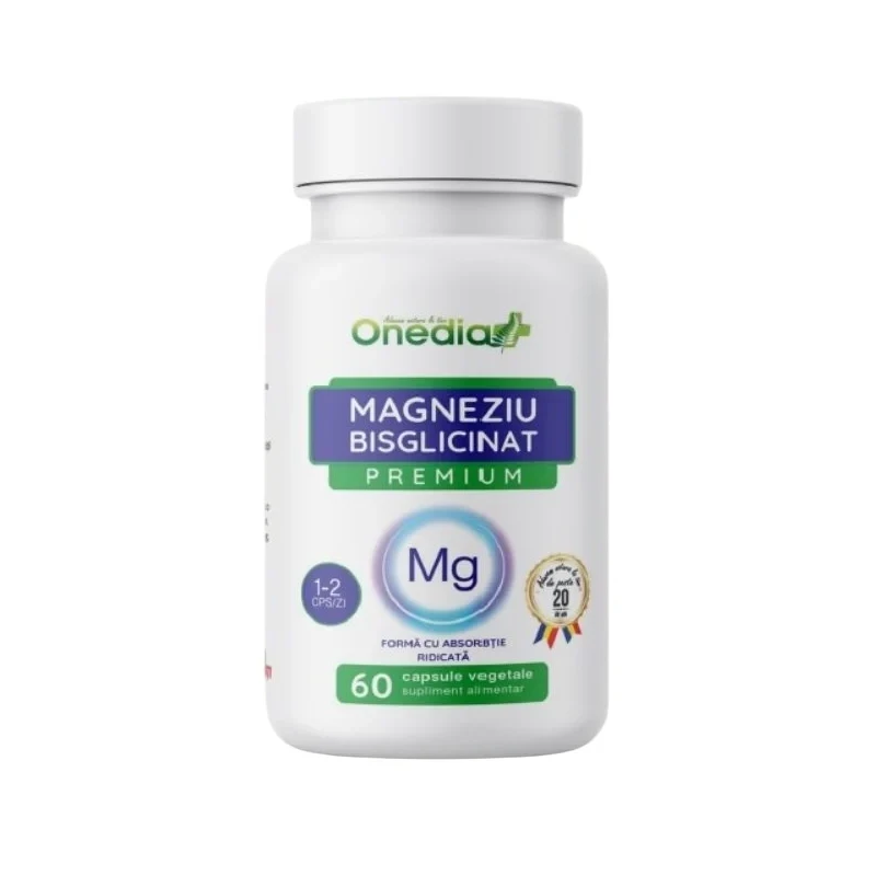 Magneziu Bisglicinat Premium 60, Capsule Vegetale, Onedia