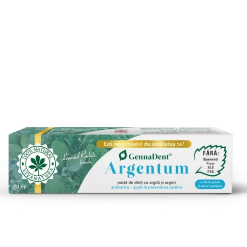 Pasta de dinti GennaDent Argentum cu argila si argint, 80ml, Vivanatura