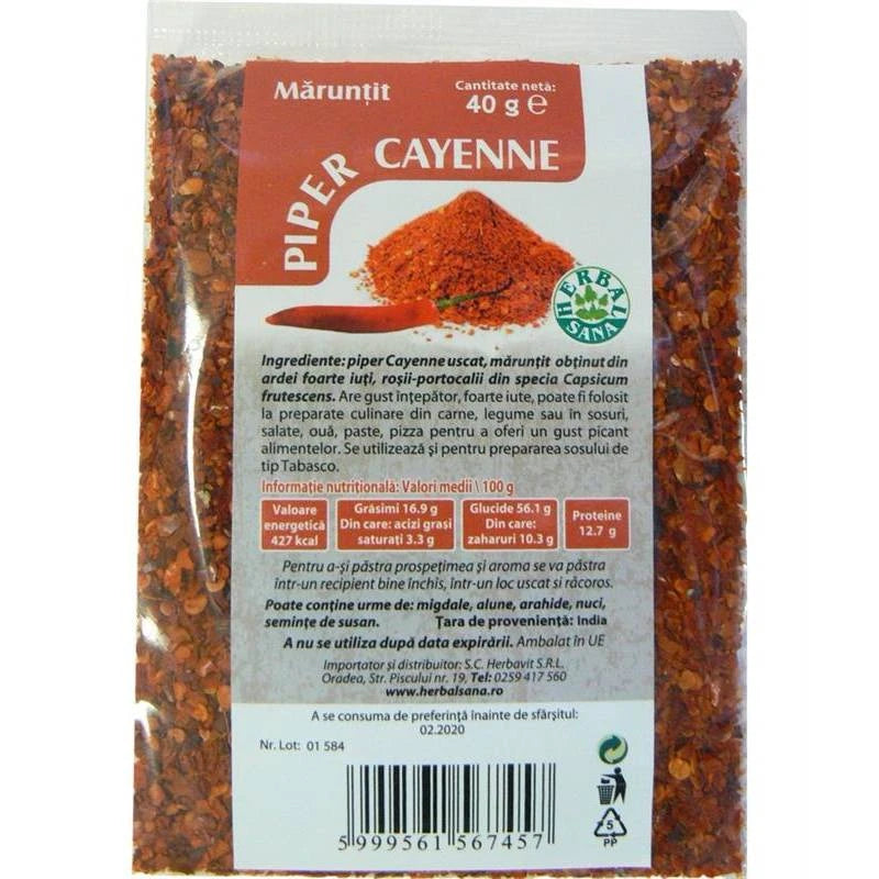 Piper Cayenne Maruntit, 40 G, Herbavit