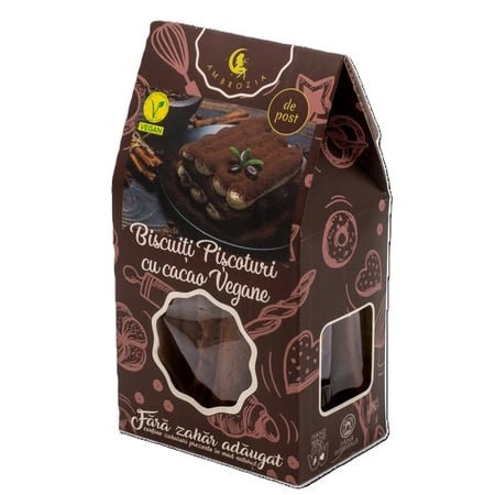 Piscoturi vegane cu cacao fara zahar, 130g, Ambrozia