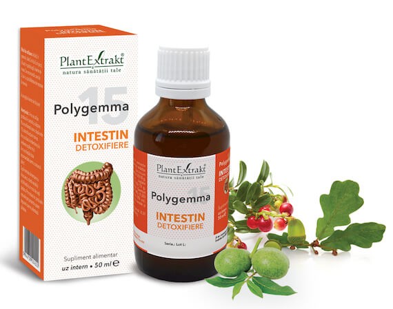 Polygemma 15, Intestin detoxifiere, 50ml, PlantExtrakt