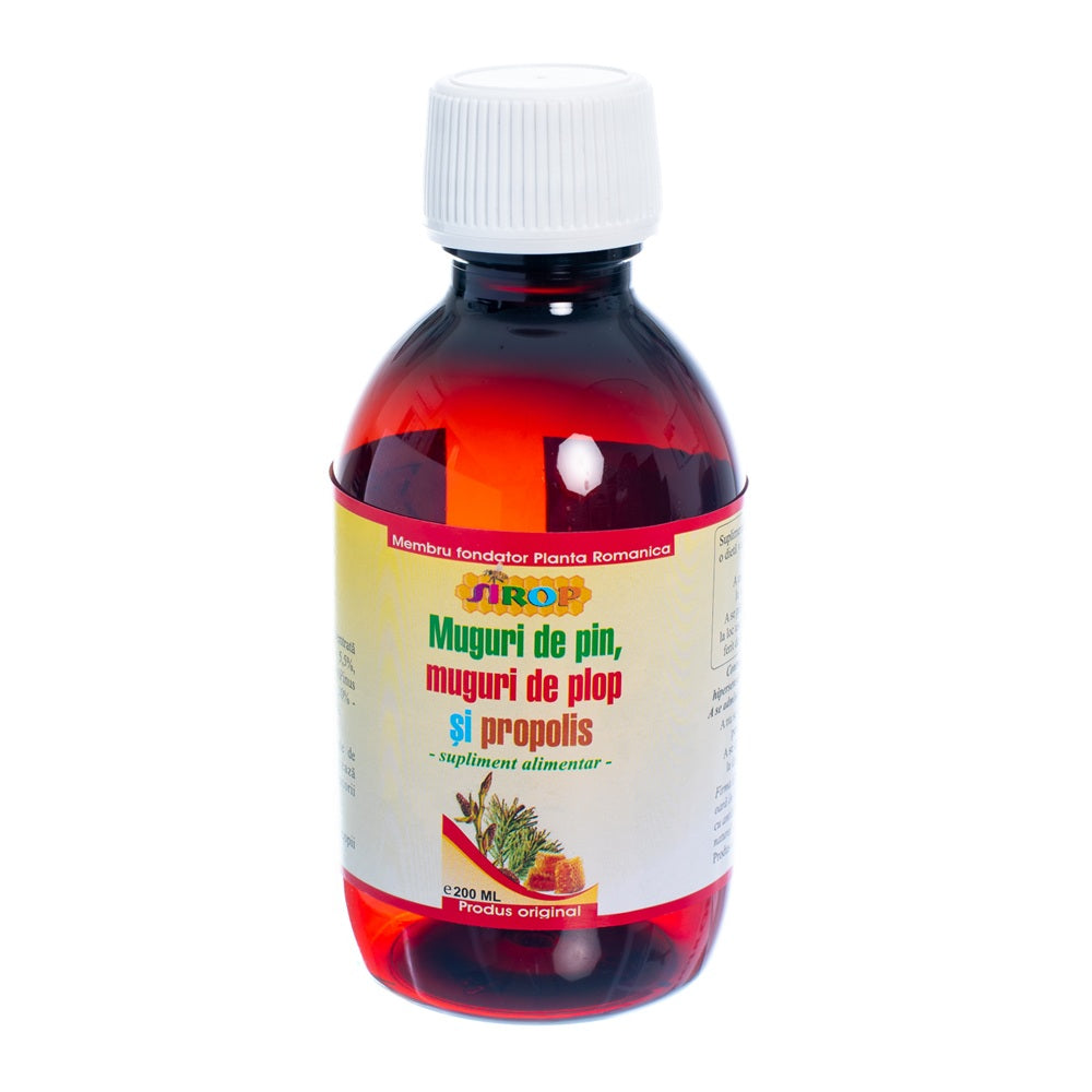 Sirop muguri de pin cu muguri de plop si propolis, 200 ml, Elidor