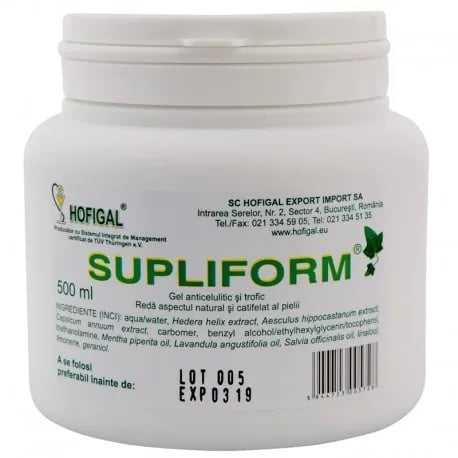 Supliform gel anticelulitic si trofic, 500 ml, Hofigal