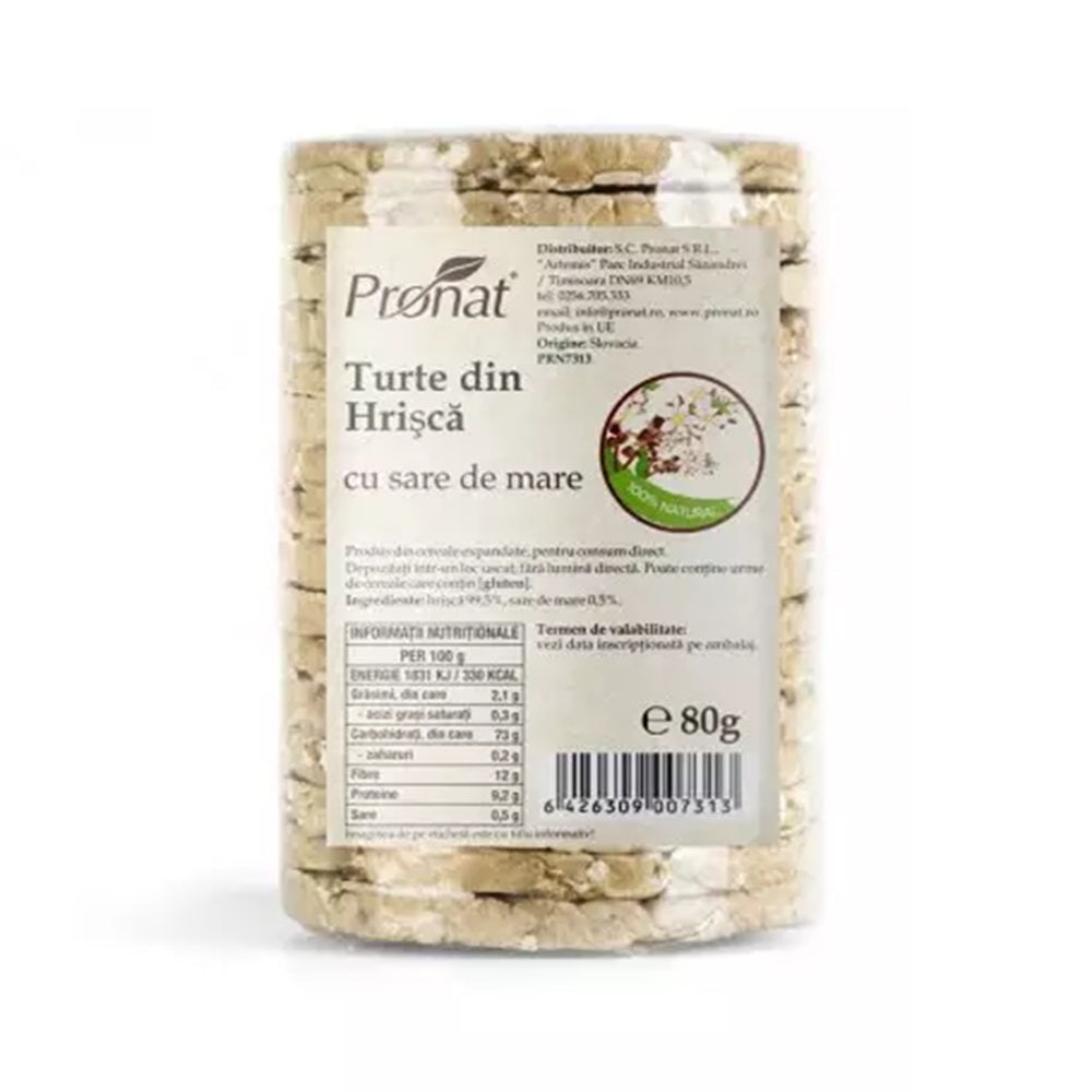 Turte din hrisca cu sare de mare, 80 g, Pronat