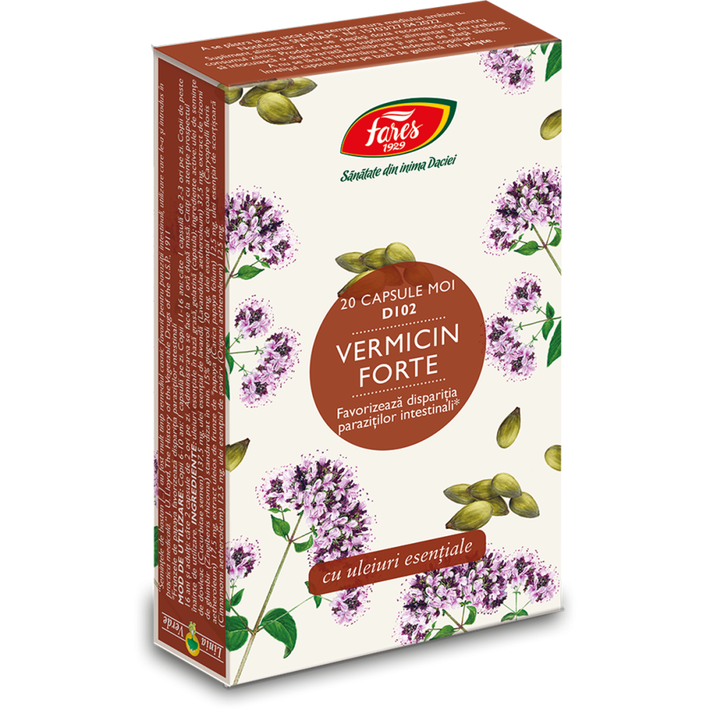 Vermicin forte, D102, 20 capsule moi, Fares