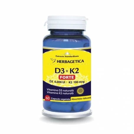 Vitamina D3 + K2 Forte, 60 capsule, Herbagetica