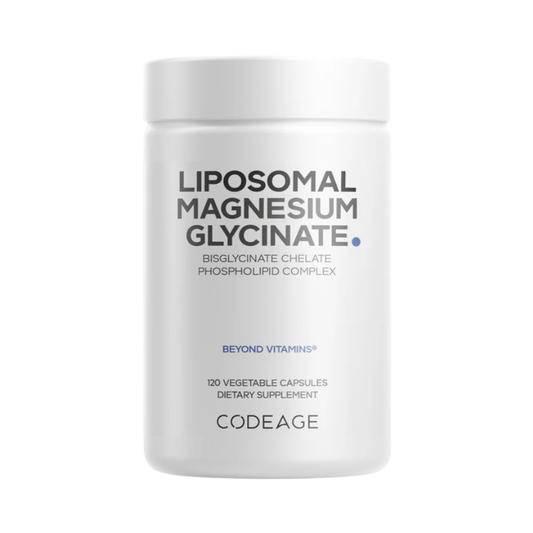 CodeAge Liposomal Magnesium Glycinate, Magneziu Bisglicinat Lipozomal Cu Bioperine - Formula Avansata Pentru Absorbtie Superioara, 120 Cps