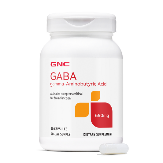 GNC Gaba 650 Mg, Neurotransmitator Natural Pentru Relaxare, Somn Si Stres, 90 Cps