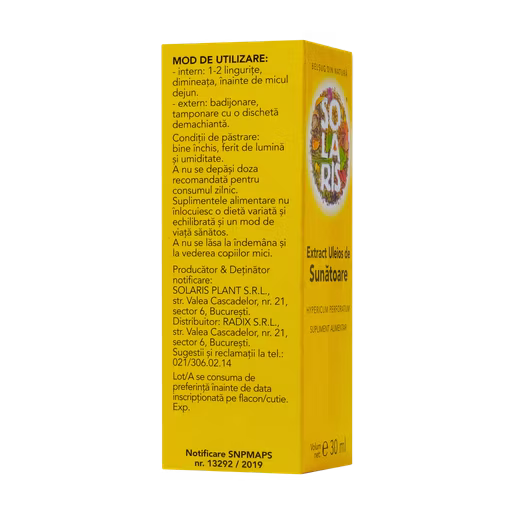 Extract Uleios De Sunatoare, 30Ml, Solaris