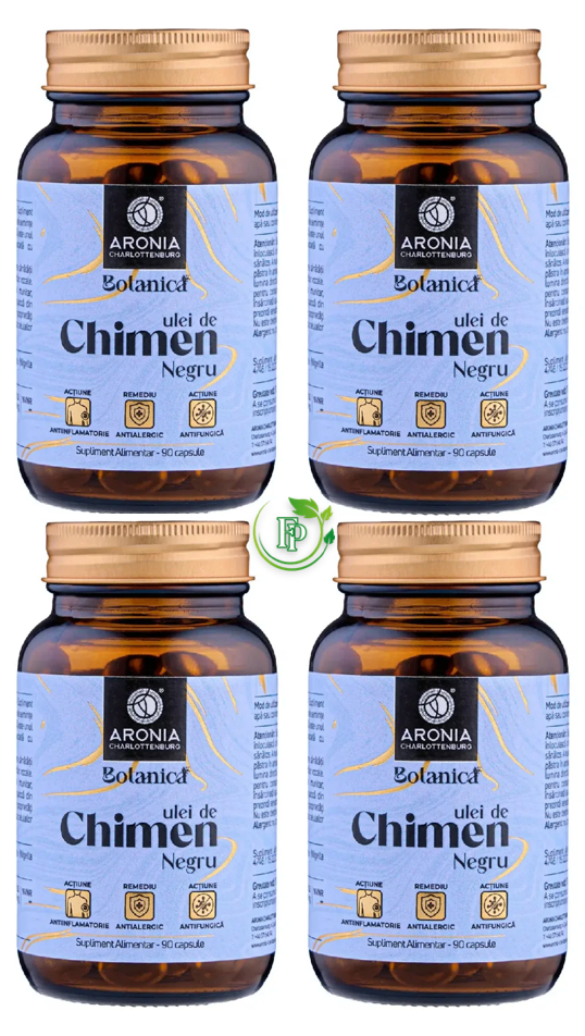 Pachet 4 x Ulei de Chimen Negru (Negrilica), 90 capsule moi, Aronia Charlottenburg