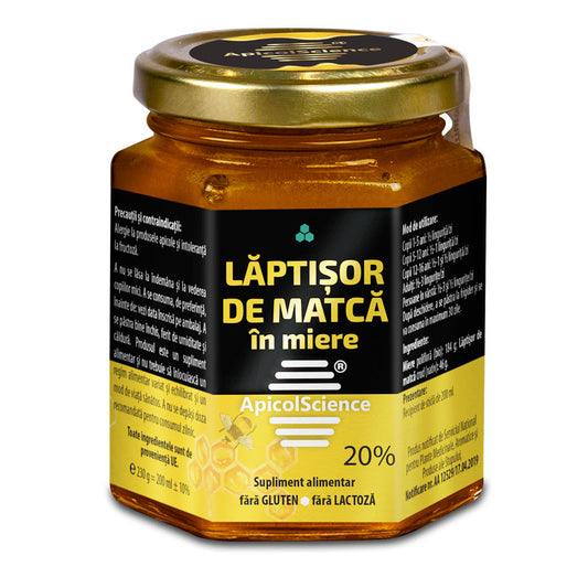 Laptisor de matca in miere 20%, 230 g, ApicolScience