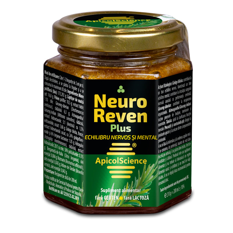 Miere poliflora Neuro Reven Plus, 200 ml, ApicolScience