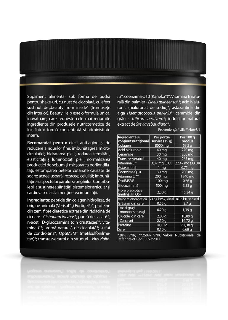 Beauty Help Ultra-Complex 9-in-1 Collagen Formula cu aroma de ciocolata, 300g, Zenyth