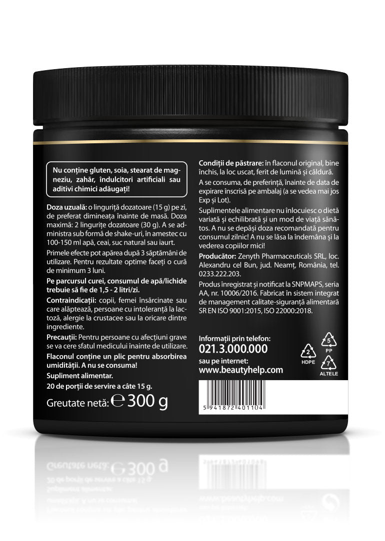 Beauty Help Ultra-Complex 9-in-1 Collagen Formula cu aroma de ciocolata, 300g, Zenyth