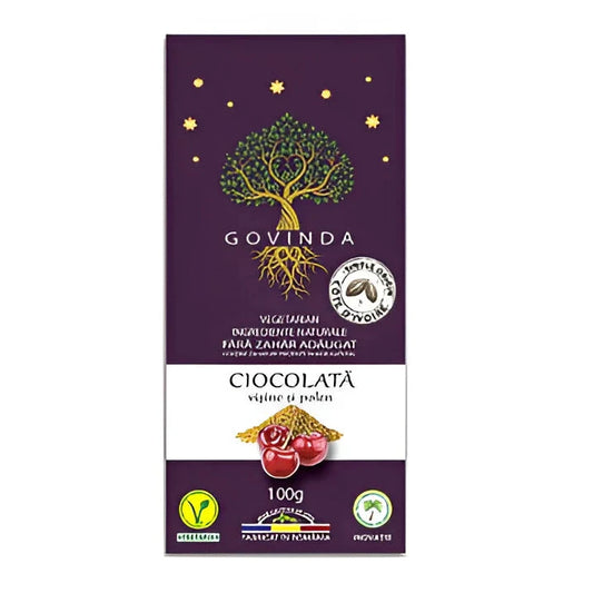 Ciocolata Cu Visine Si Polen, Artizanala 100G, Govinda
