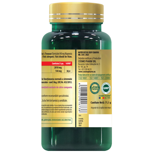 Magneziu L-treonat Magtein, 90 capsule, Cosmo Pharm