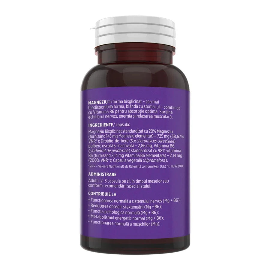 Magneziu Bisglicinat + Vitamina B6, 90 Capsule, Faunus Plant