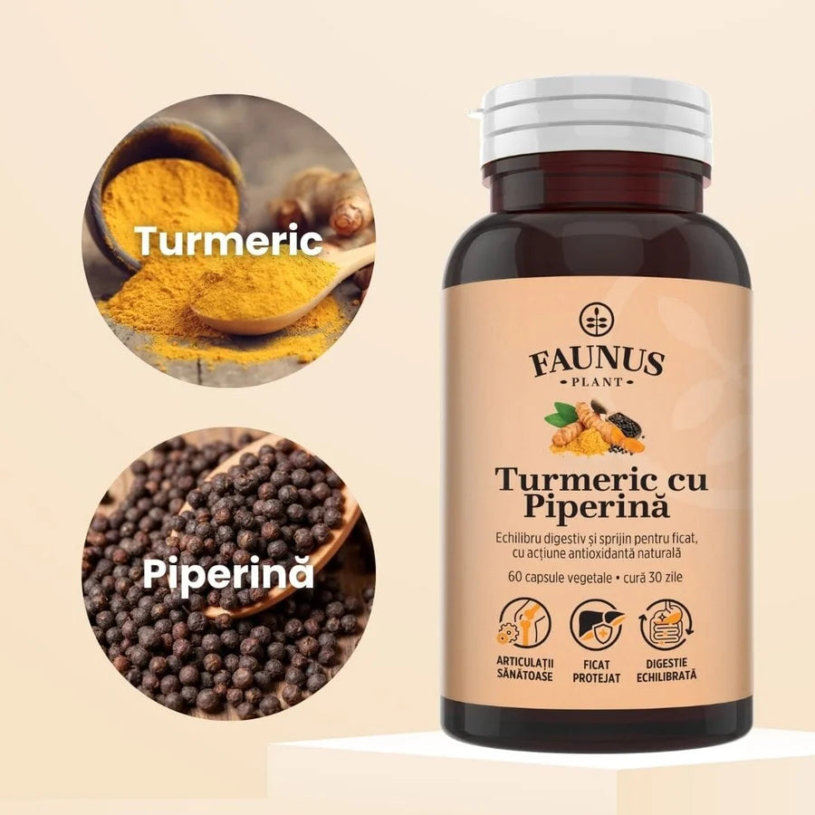 Turmeric cu Piperina, 60 capsule, Faunus Plant