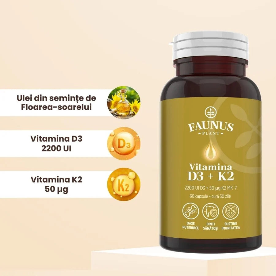Vitamina D3 + K2, 60 capsule, Faunus Plant