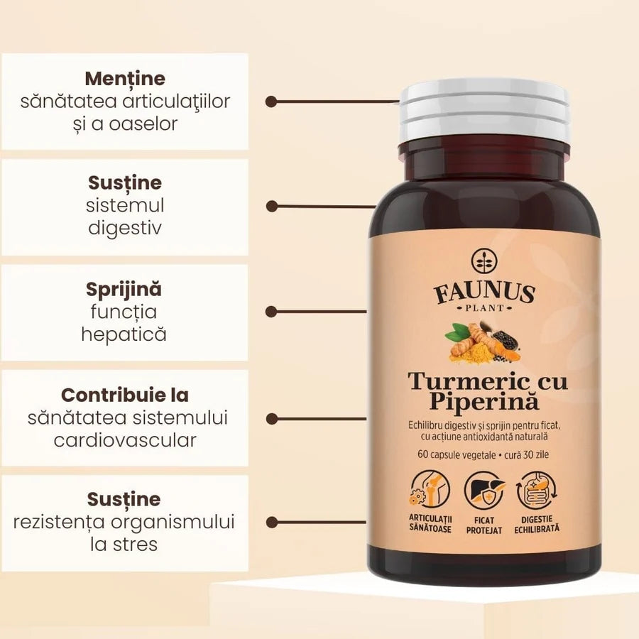 Turmeric cu Piperina, 60 capsule, Faunus Plant