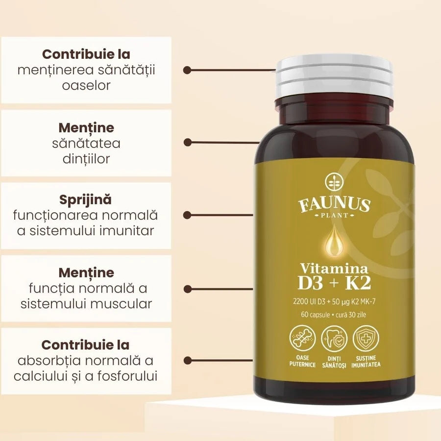 Vitamina D3 + K2, 60 capsule, Faunus Plant
