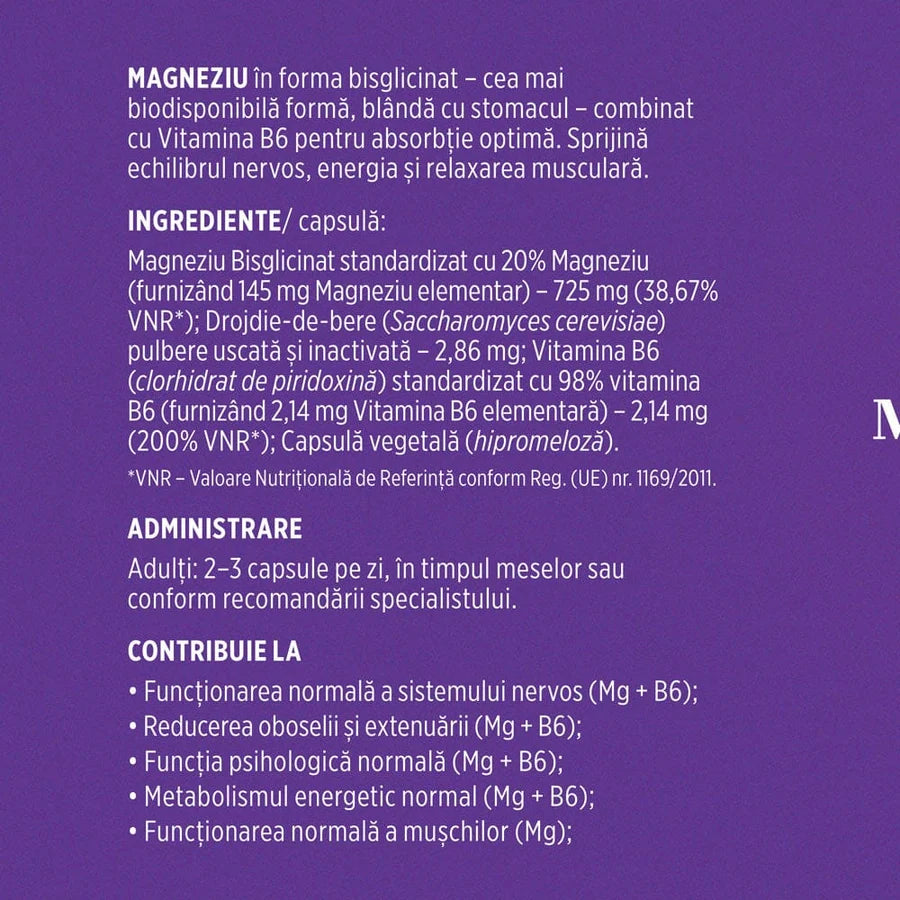 Magneziu Bisglicinat + Vitamina B6, 90 Capsule, Faunus Plant