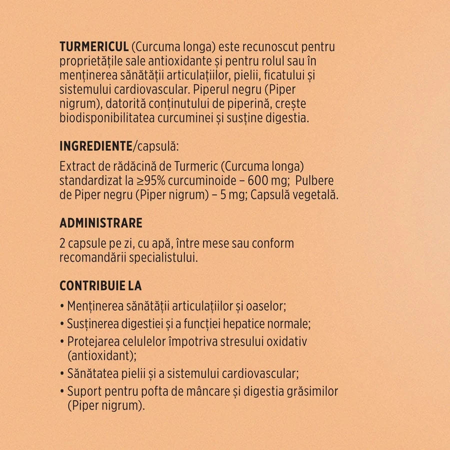 Turmeric cu Piperina, 60 capsule, Faunus Plant