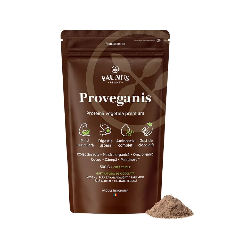 Proveganis Proteina Vegetala Pudra cu Aroma de Ciocolata 500g, Faunus Plant